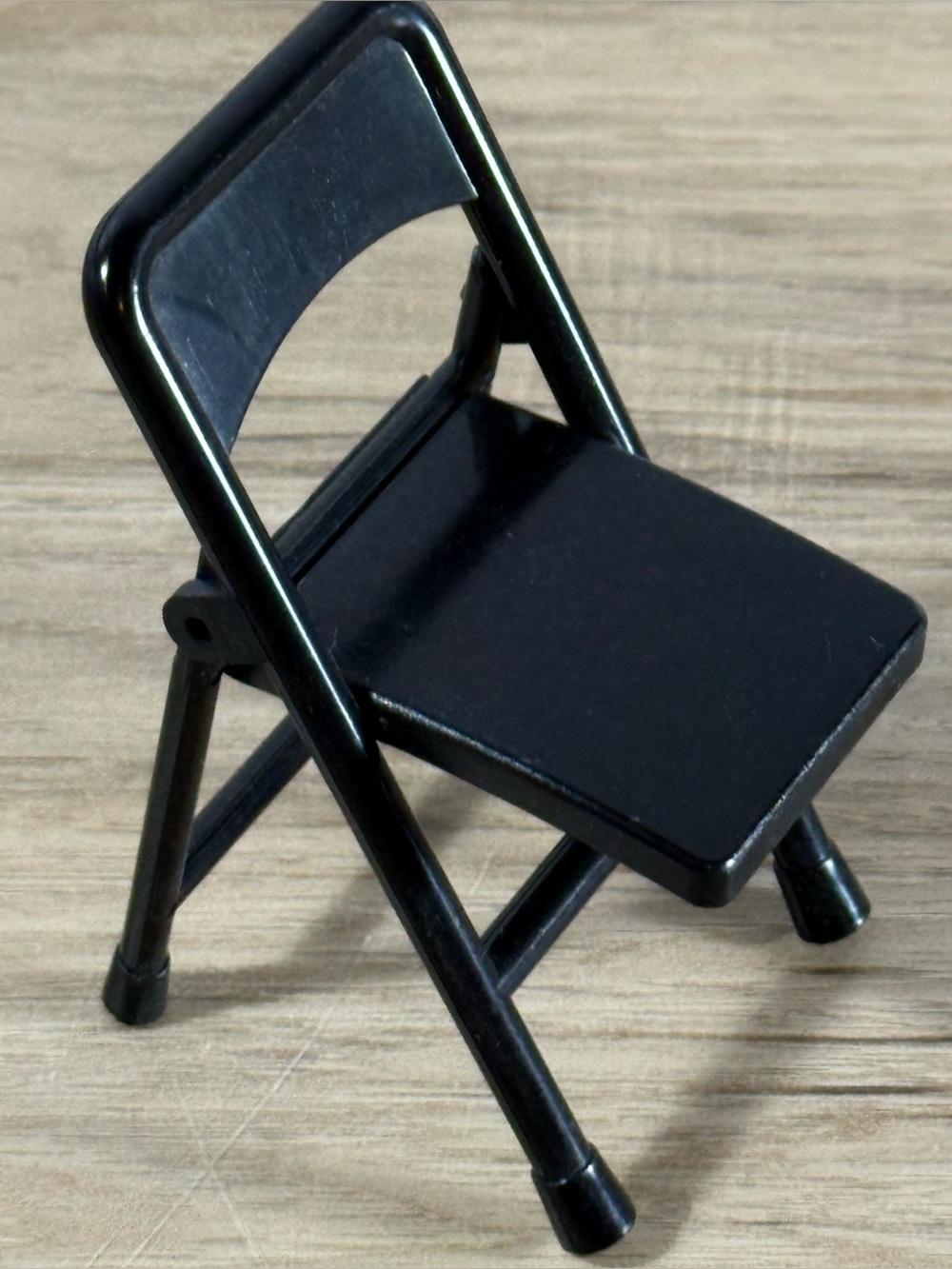 Miniature Black Folding Chair For 8” WWE Wrestling Figures Or Dollhouse Black
